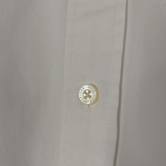 Tommy Hilfiger Soldi White Button Down Shirt 100% Cotton Size XL Embroidery - Picture 4 of 7